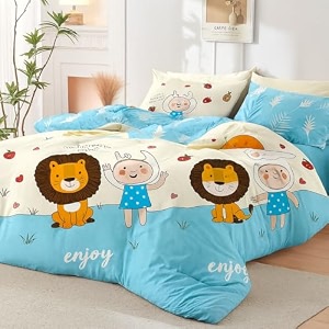 priscilla 200 gsm 400 tc kids glace cotton reversible cartoon printed double bed king size comforter with matching bedsheet 90  100 with 2 pillow covers set of 4 pieces design 11