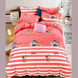 priscilla 200 gsm 400 tc kids glace cotton reversible cartoon printed double bed king size comforter with matching bedsheet 90  100 with 2 pillow covers set of 4 pieces design 16