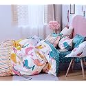 PRISCILLA 200 GSM 400 TC Kids Glace Cotton Reversible Cartoon Printed Double Bed King Size Comforter with Matching Bedsheet 90 * 100 with 2 Pillow Covers Set of 4 Pieces (Design 6)