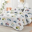 PRISCILLA 200 GSM 400 TC Kids Glace Cotton Reversible Cartoon Printed Double Bed King Size Comforter with Matching Bedsheet 90 * 100 with 2 Pillow Covers Set of 4 Pieces (Design 28)