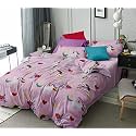 PRISCILLA 200 GSM 400 TC Kids Glace Cotton Reversible Cartoon Printed Double Bed King Size Comforter with Matching Bedsheet 90 * 100 with 2 Pillow Covers Set of 4 Pieces (Design 8)