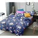PRISCILLA 200 GSM 400 TC Kids Glace Cotton Reversible Cartoon Printed Double Bed King Size Comforter with Matching Bedsheet 90 * 100 with 2 Pillow Covers Set of 4 Pieces (Design 15)