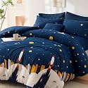PRISCILLA 200 GSM 400 TC Kids Glace Cotton Reversible Cartoon Printed Double Bed King Size Comforter with Matching Bedsheet 90 * 100 with 2 Pillow Covers Set of 4 Pieces (Design 23)