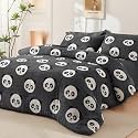 PRISCILLA 200 GSM 400 TC Kids Glace Cotton Reversible Cartoon Printed Double Bed King Size Comforter with Matching Bedsheet 90 * 100 with 2 Pillow Covers Set of 4 Pieces (Design 13)