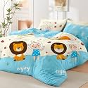 PRISCILLA 200 GSM 400 TC Kids Glace Cotton Reversible Cartoon Printed Double Bed King Size Comforter with Matching Bedsheet 90 * 100 with 2 Pillow Covers Set of 4 Pieces (Design 11)