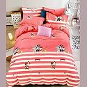 PRISCILLA 200 GSM 400 TC Kids Glace Cotton Reversible Cartoon Printed Double Bed King Size Comforter with Matching Bedsheet 90 * 100 with 2 Pillow Covers Set of 4 Pieces (Design 16)