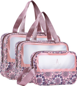 prisha sales set of 3 multipurpose wash bags with transparent window  zipper closure travel toiletry kit purple