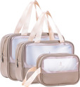 prisha sales Set of 3 Multipurpose Wash Bags with Transparent Window & Zipper Closure Travel Toiletry Kit (Grey, White)