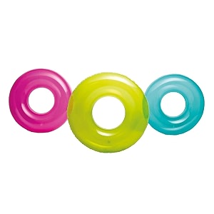 inflatable shiny swim tube ring - blow up floating tube raft tube for swimming pool beach for age 8 - multi color