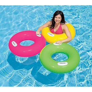inflatable swim pool float water float ring tube swimming baby safety seat float ring red fire engine shape tube water toys air mattress for kids and adults swim tube with 2 handles-