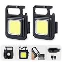 Pristar Metal Cob Small Flashlights Rechargeable 800 Lumens Keychain Mini Flashlight 4 Light Modes Portable Pocket Light with Folding Bracket Bottle Opener and Magnet Base for Camping Fishing, 2 Pack