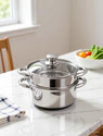 PRISTINE Multipurpose Induction Base 2 Tiers Steamer Stainless Steel Steamer (2 L)