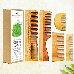 premium kachi neem comb family pack for men amp women i pure neem wood handcrafted oil infused amp non-static i set of 5 exclusive combs