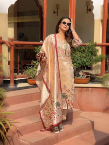 PRISTINO Printed Anarkali Kurta Bottom Dupatta