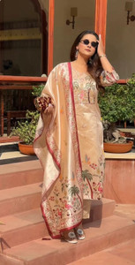 PRISTINO Printed Anarkali Kurta Bottom Dupatta