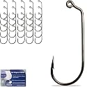 Pristis 25 Pack High Carbon Steel Fishing Hooks for Bass Tuna Walleye Trout