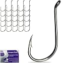 Pristis 25 Pack High Carbon Steel Fishing Hooks for Bass Tuna Walleye Trout