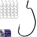 Pristis 25 Pack High Carbon Steel Fishing Hooks for Bass Tuna Walleye Trout