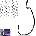 Pristis 25 Pack High Carbon Steel Fishing Hooks for Bass Tuna Walleye Trout