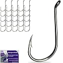 Pristis 25 Pack High Carbon Steel Fishing Hooks for Bass Tuna Walleye Trout