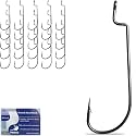 Pristis 25 Pack High Carbon Steel Fishing Hooks for Bass Tuna Walleye Trout