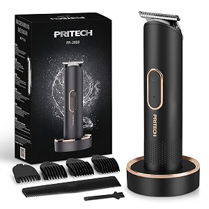 pritech beard trimmer for men rechargeable shavers electric razor for men waterproof groin hair trimmer body trimmer pubic hair trimmer with standing recharge dockblack