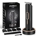 PRITECH Beard Trimmer for Men, Rechargeable Shavers, Electric Razor for Men, Waterproof Groin Hair Trimmer Body Trimmer, Pubic Hair Trimmer with Standing Recharge Dock(Black)