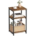 Priti Side Table, Small End Table, Tall Nightstand for Living Room, Bedroom, Office, Bathroom, Rustic Brown and Black