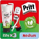Pritt Glue Stick, Safe & Child-Friendly Craft Glue for Arts & Crafts Activities, Strong-Hold adhesive for School & Office Supplies, 22 g (Pack of 3)