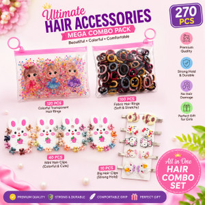 prityka 270 pcs hair accessories combo for girls  hair clips rubber bands  hair ties hair claw multicolor