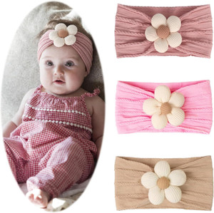 prityka baby girls soft flower headband set pack of 3 cute stretchable hair bands hair claw multicolor