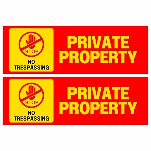 private property no trespassing sign sticker board 205 x 7 cm  peel amp stick with 4 corner holes  waterproof protection sign for home office shop  pack of 2 private property small - 205 x 7 cm