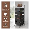 Privesh Metal 5 Layer Square Kitchen Rotating Trolley Portable Storage Rack Design Fruits&amp;Vegetable Onion,Spice,Jars Container Basket Organizer Holde Stand Kitchen-Black (Square, 5 Layer)