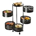 Privesh Metal Layer Square Kitchen Rotating Trolley Portable Storage Rack Design Fruits&amp;Vegetable Onion,Spice,Jars Container Basket Organizer Holde Stand Kitchen-Black (Round, 5 Layer)