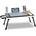 Engineered Wood Laptop Stand Desk, Computer Stand Laptop Table, Phone and Tablet Stand Desk, Portable Laptop Cup Holder Foldable Leg, Laptop, Table (Whight Cotted, 60 Cm, 40 Cm)