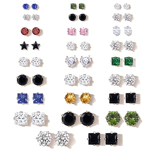 studio combo of 26 multicolor ad stud earrings for women  earrings combo set latest stylish crystal stones earrings for women and girls
