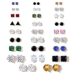 studio combo of 26 multicolor ad stud earrings for women  earrings combo set latest stylish crystal stones earrings for women and girls