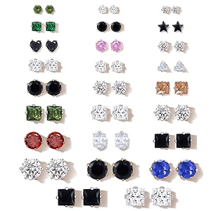 studio combo of 26 multicolor ad stud earrings for women  earrings combo set latest stylish crystal stones earrings for women and girls