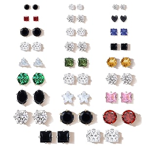 studio combo of 26 multicolor ad stud earrings for women  earrings combo set latest stylish crystal stones earrings for women and girls