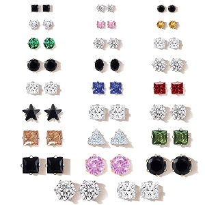 studio combo of 26 multicolor ad stud earrings for women  earrings combo set latest stylish crystal stones earrings for women and girls