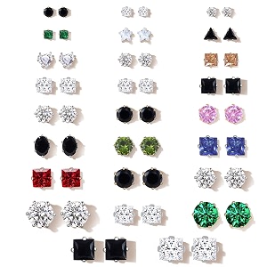 studio combo of 26 multicolor ad stud earrings for women  earrings combo set latest stylish crystal stones earrings for women and girls