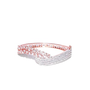 priyaasi love bound rose gold bracelet for women  fashion bangle-style  geometric design  interlock closure  american diamond for girls