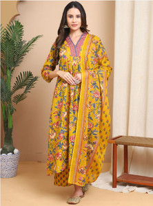 priyanshi fashion world women cotton rayon kurti pant dupatta set