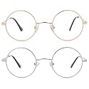 Pro Acme Non Prescription Clear Lens Glasses Retro Small Round Metal Frame