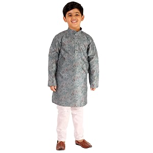 pro-ethic style developer boys silk floral kurta pajama set  embellished design  ethnic wear