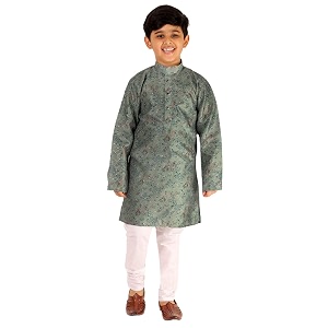 pro-ethic style developer boys silk floral kurta pajama set  embellished design  ethnic wear