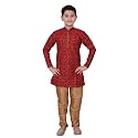Pro-Ethic Style Developer Handloom Jacquard Silk Kurta Set for Boys | Traditional Ethnic Wear | Indian Dress for Kids | Pack of 1 (S-117)