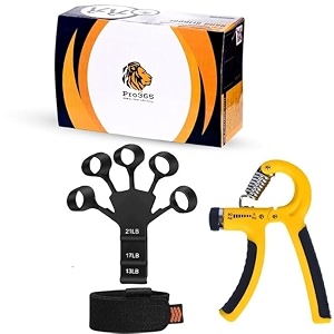 pro365 hand gripper  finger gripper  grip strength trainer for wrist fingers amp forearm  abs material  hand workout combo  1 year brand warranty