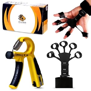 pro365 premium counter hand gripper  finger exerciser kit  grip strengthener trainer for wrist forearm amp fingers  abs material  hand workout combo  1 year brand warranty