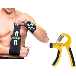 pro365 nylon silicone plastic premium gym wrist wrap with adjustable hand gripper for weightlifting heavy lifts maximum support and for superior grip training yellow amp black